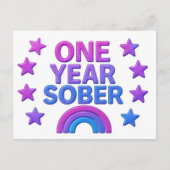 1年間の禁酒 お酒をやめて1年 お誕生日おめでとう AA NA ポストカード (正面)