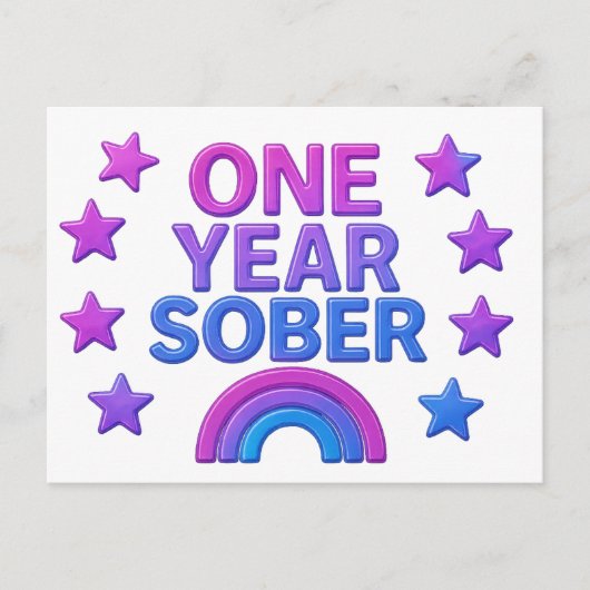 1年間の禁酒 お酒をやめて1年 お誕生日おめでとう AA NA ポストカード (正面)