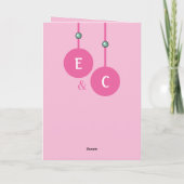 1年間の紙記念日イニシャルグリーンピンク カード (裏面)