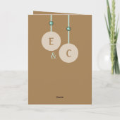 1年間の紙記念日イニシャルグリーンブラウン カード (裏面)