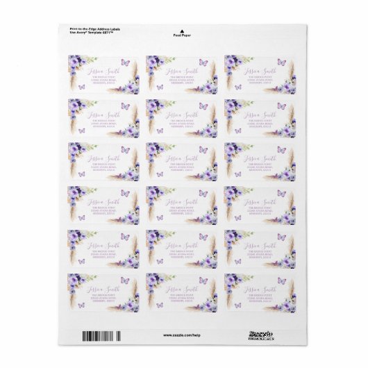 1年間の羽ばたき蝶の最初の誕生日アドレス ラベル (フルシート)