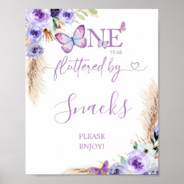 1年間の羽ばたき蝶の最初の誕生日スナック ポスター