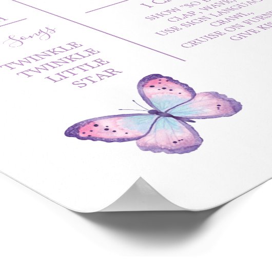 1年間の羽ばたき蝶の誕生日マイルストーン ポスター (角)