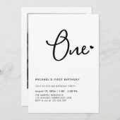 1年間エレガントの誕生日写真パーティー 招待状 (正面/裏面)