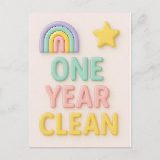 1年間クリーン汚れNA酔っ払い誕生日カード ポストカード (正面)