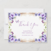 1年間フラッティンバタフライファースト誕生日フローラ サンキューカード (正面)