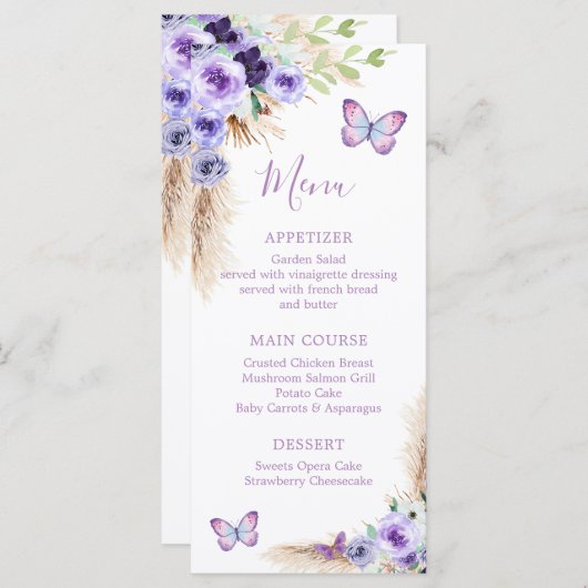 1年間フラッティンバタフライファースト誕生日フローラ メニュー (正面/裏面)