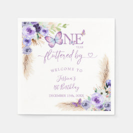 1年間フラッティンバタフライファースト誕生日紙 スタンダードカクテルナプキン