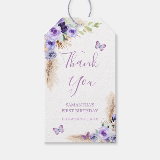 1年間フラッティンバタフライ誕生日ありがとう ギフトタグ (正面)