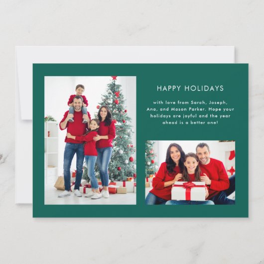 1年間 |クリスマスまたは新年の緑の写真 シーズンカード (裏面)