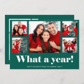 1年間 |クリスマスまたは新年の緑の写真 シーズンカード (正面/裏面)