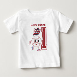 1年1回目の誕生日の大きな1球場 ベビーTシャツ