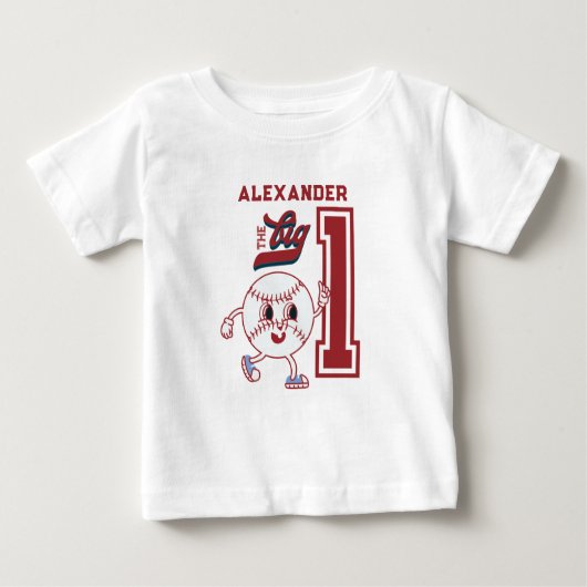 1年1回目の誕生日の大きな1球場 ベビーTシャツ (正面)