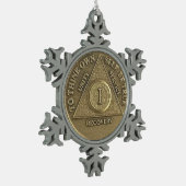 1年Sober Anniversary Medallion スノーフレークピューターオーナメント (左)