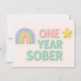 1年Sober sobriity anniversary誕生日カード ポストカード