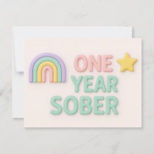 1年Sober sobriity anniversary誕生日カード ポストカード