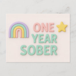 1年Sober sobriity anniversary誕生日カード ポストカード