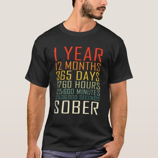 1年Sobriality記念日ヴィンテージ1年Sober Tシャツ (正面)