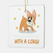 1怒リトル・コルギが手綱を見せながら唸った セラミックオーナメント (左)