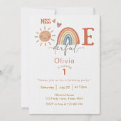 1恋しく思ダーフル女子1歳の誕生日招待状 招待状 (正面)