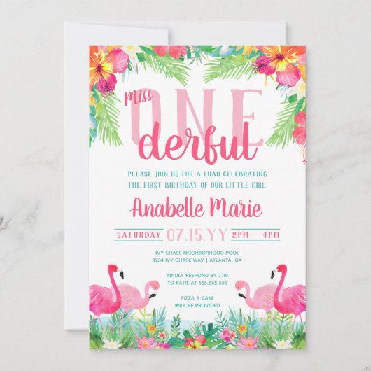 1恋しく思ダーフル第1誕生日ルアウ（ハワイ式宴会） 招待状 (正面)