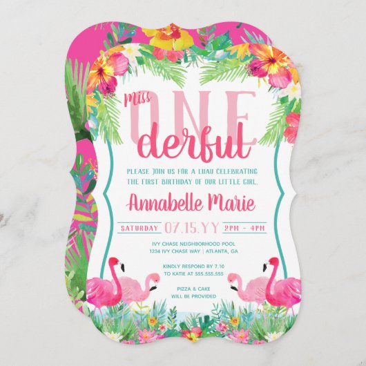 1恋しく思ダーフル第1誕生日ルアウ（ハワイ式宴会） 招待状 (正面/裏面)