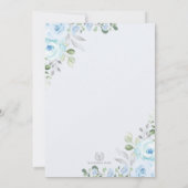 1恋しく思ダーフル赤ちゃんブルー金ゴールドフローラ1st誕生日 招待状 (裏面)