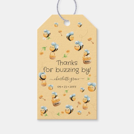 1感謝していベビーのハチの日でブズ騒ぎのために ギフトタグ (正面)