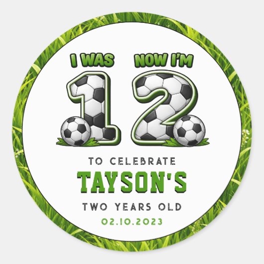 1才から2才へ サッカー 2歳の誕生日 - オールスター ラウンドシール (正面)
