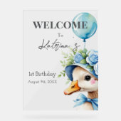 1才のお馬鹿なガチョウの男の子の誕生日 アクリルサイン (正面)