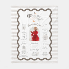 1才の誕生日おめでとう サイン "One Silly Goose" フリースブランケット