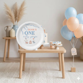 1才の誕生日おめでとう ブルー ピンク パステルカラー ペーパープレート