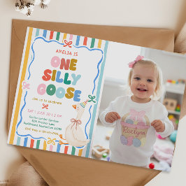 1才の誕生日パーティーの写真: おかしいガチョウ 招待状