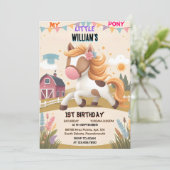 1日かわいい馬の私の小さなポニー最初の1誕生日 招待状 (スタンド正面)