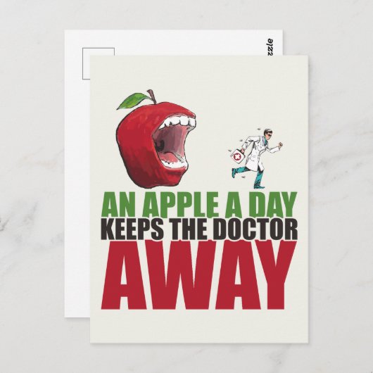 1日にリンゴ保のドクター遠くにのおもしろいApple ポストカード (正面/裏面)