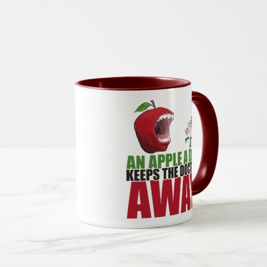1日にリンゴ保のドクター遠くにのおもしろいApple マグカップ (正面右)