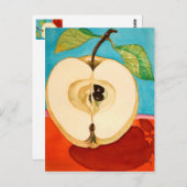 1日にリンゴ…水彩色 ポストカード (正面/裏面)