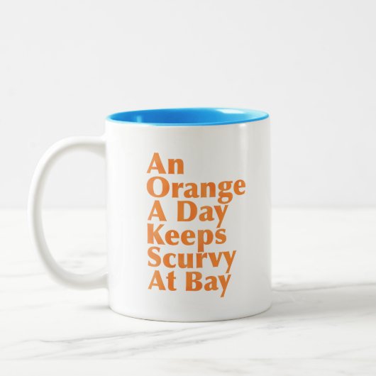 1日のオレンジ保色の湾の壊血病 ツートーンマグカップ (左)
