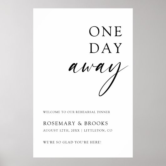 1日のリハ遠くにーサル結婚ディナーウェルカムポスト ポスター (正面)