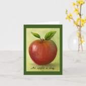 1日のリンゴユーモアのある カード (黄色い花)