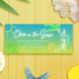 1日の中 – 男の子1歳の誕生日チケット 招待状