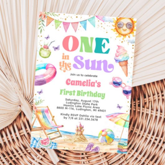 1日の夏の最初の誕生日ビーチパーティー 招待状