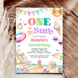 1日の夏の最初の誕生日ビーチパーティー 招待状