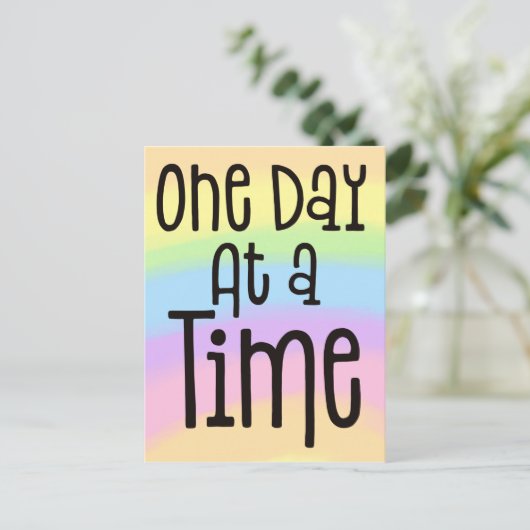 1日の時間でレインボーやる気を起こさせるカラー引用文 ポストカード (スタンド正面)