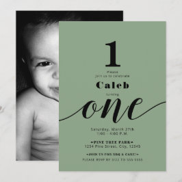 1日の誕生日の写真すべての色のミニマルパーティー 招待状