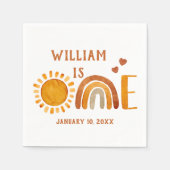 1日の誕生日の水の色ボホレインボーと太陽 スタンダードカクテルナプキン (正面)