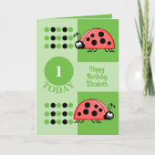 1日の誕生日1今日ラディバグ赤い緑 カード (正面)