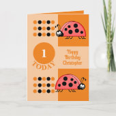 1日の誕生日1今日レディーバグ赤いオレンジ カード (正面)