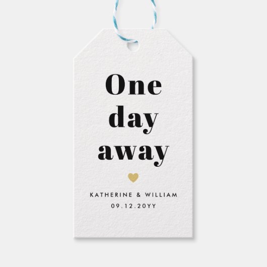 1日の遠くに金ゴールドハート結婚のリハーサル ギフトタグ (正面)