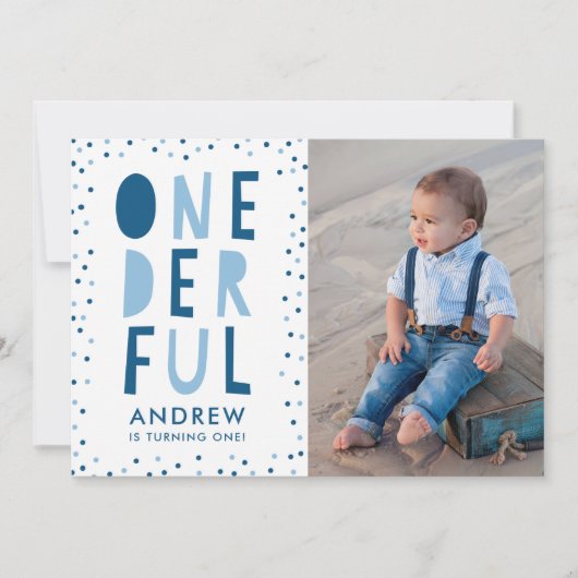 1日の |写真の最初の誕生日パーティーの招待 招待状 (正面)